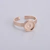 2017 new styles rose gold brass copper alloy imitation jewelry round plate bezel setting open adjustable rings