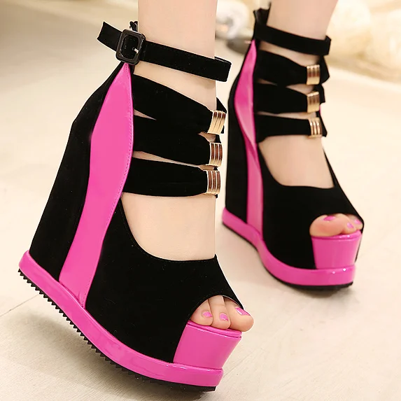 2016 new summer pumps sexy ultra high heels female sandals platform wedges platform open toe women