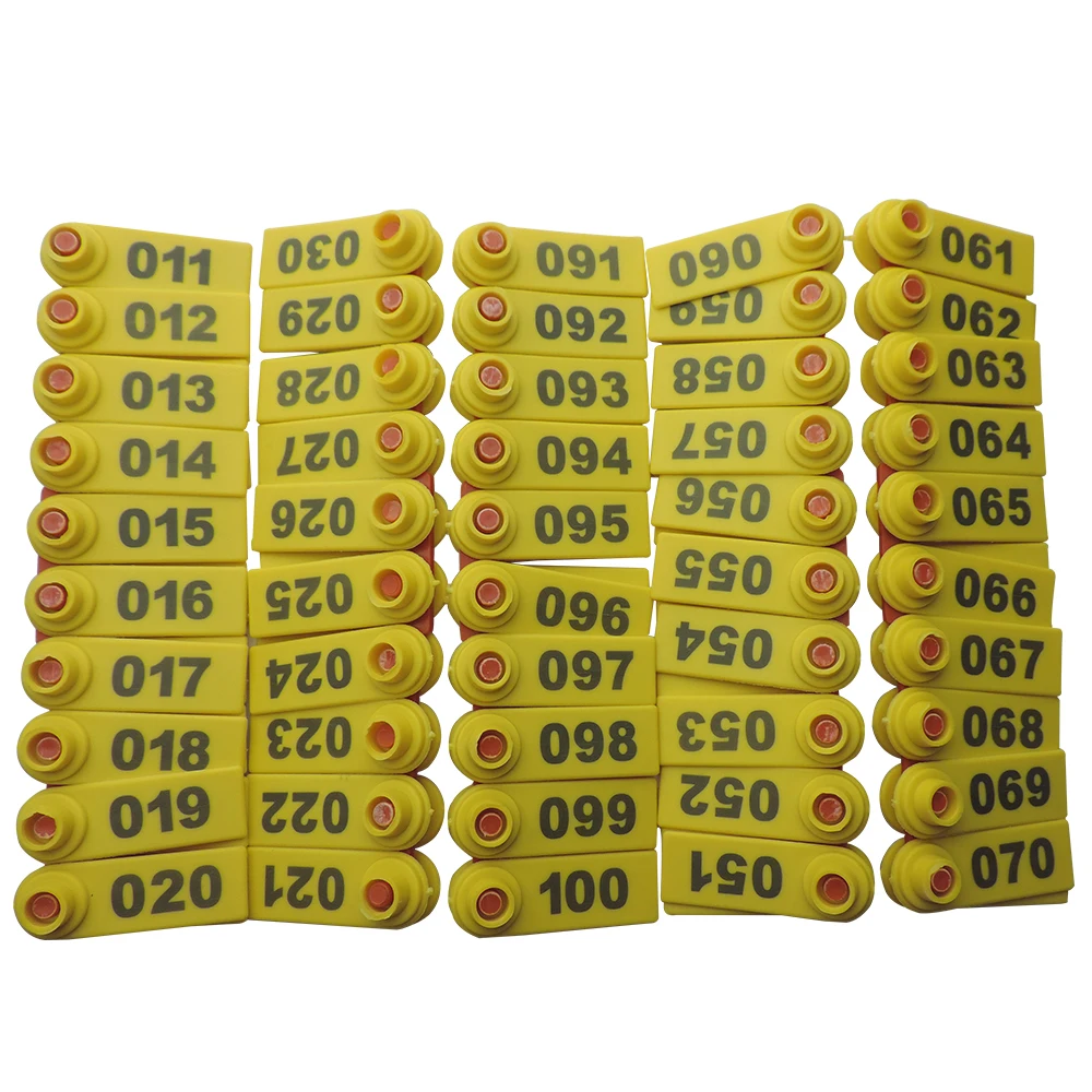 100 Sets Sheep Goat Ear Tag  Orange Yellow Green Plastic Sheep Ear Tag Animal Livestock