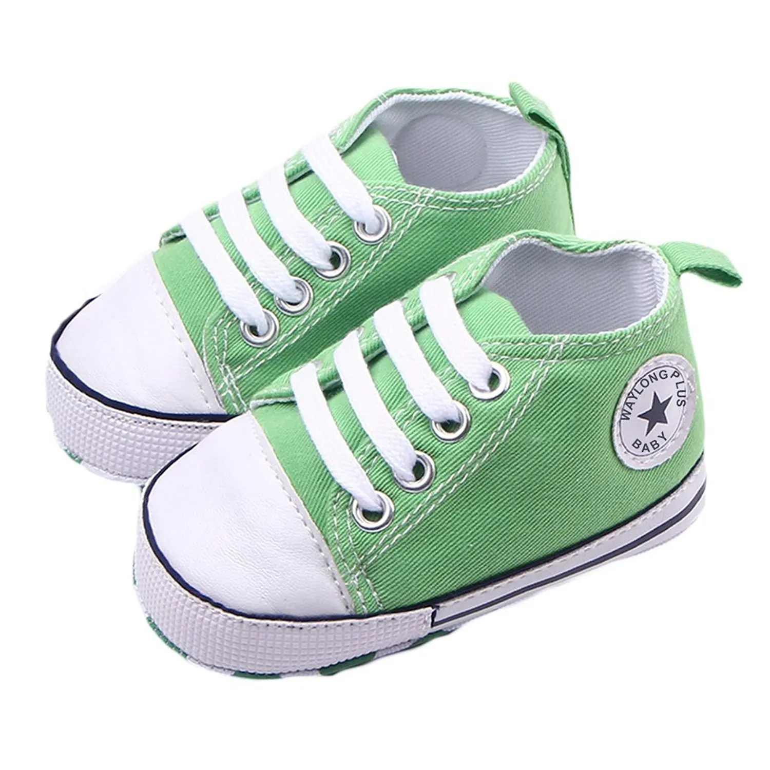 WAZZIT Infant Cute Canvas Sneaker Toddler Prewalker Anti-skid Soft Trainer Shoes (White, Size 11)