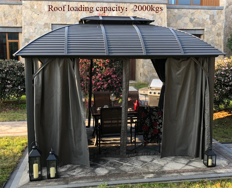 Outdoor Hardtop Aluminum Steel Roof Permanent 3x3.65m Gazebo - Buy