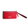 Small smart mini red travel lady woven leather PU crad purse wallet