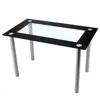 5 PCS Dinning Table Set with 4 Chairs, Rectangle Glass Top Dinning Kitchen Room Furniture
