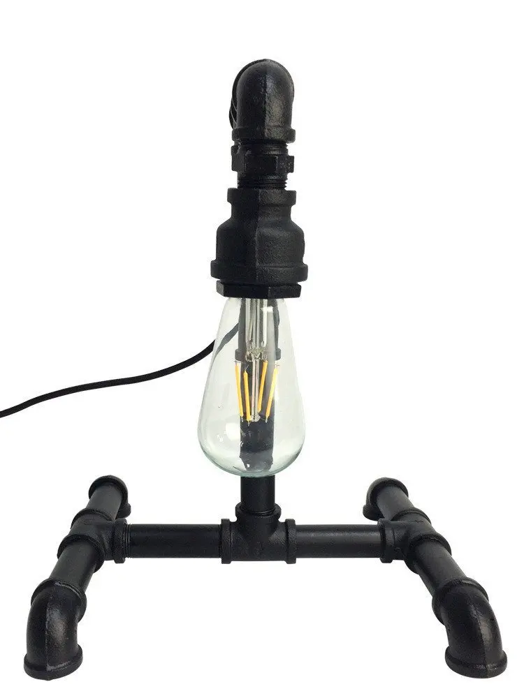 JMH-lamp Loft American Creative Personality Bar Desk Lamp Iron Art Water Pipe Decorative Desk Lamp Black