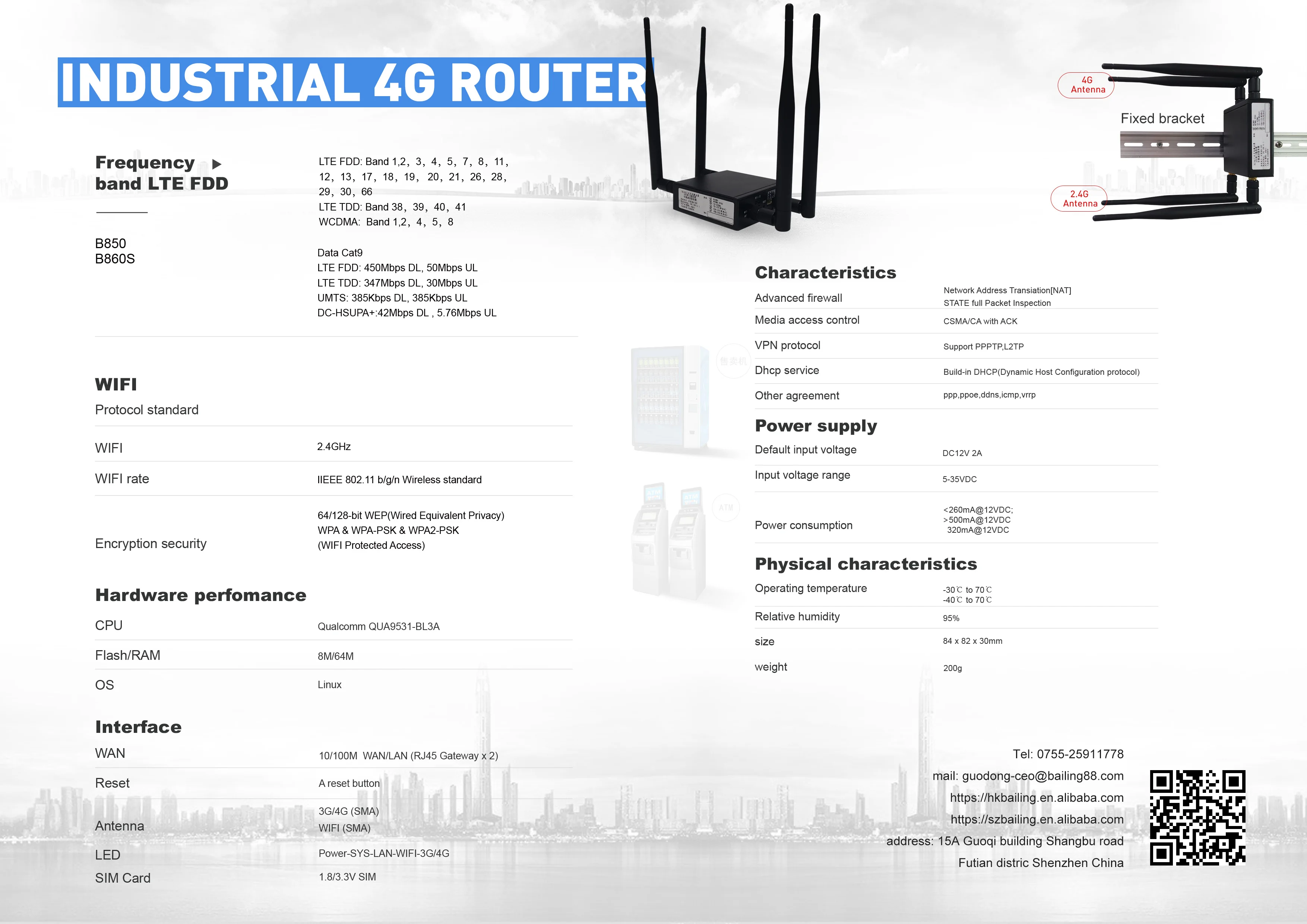 2.4Ghz WIFI Router With sim card slot 2 Lan port lte router 4G