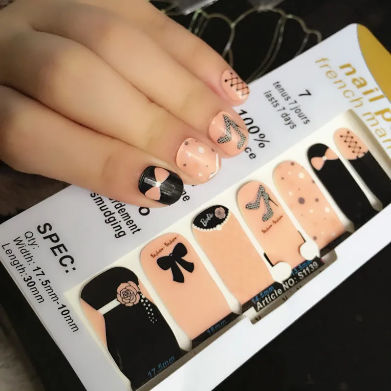 Lovely Bow Nail Arts Sticker 14 pcs set Waterproof Nail Decal Art Sticker Gel Polish Manicure