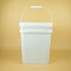 18 lite Packaging Buckets with Lid Rectangular Plastic Pail with Lid, 18 Liter Square Plastic Barrels