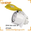Newest Design 110V IP44 3P Industrial Plug & Socket, 16 Amp Industrial Socket, Industrial Panel Mounted Socket Outlet