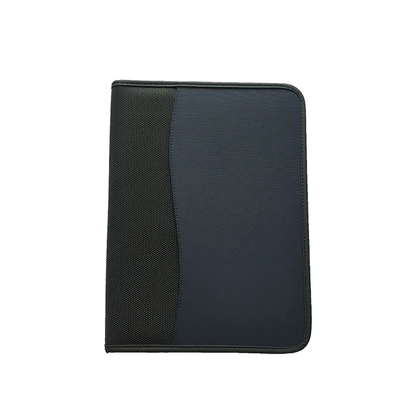
Luxury Handmade Business Office Tablet Holder Organizer A4 Black Real Leather Portfolio With Zipper 