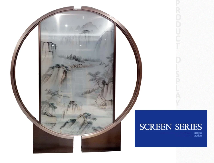 Chinese antique painting customized laser cut garden screens room dividers round look stainless steel balcony divider screen