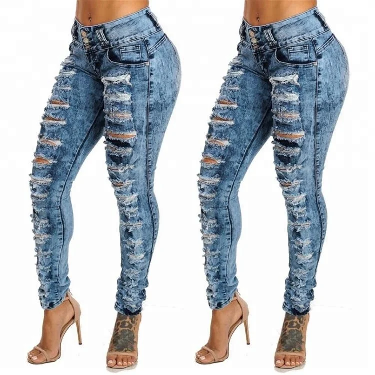 Wm-008 2018 New Style Model Blue Sexy Skinny Destructed Edition Ripped ...