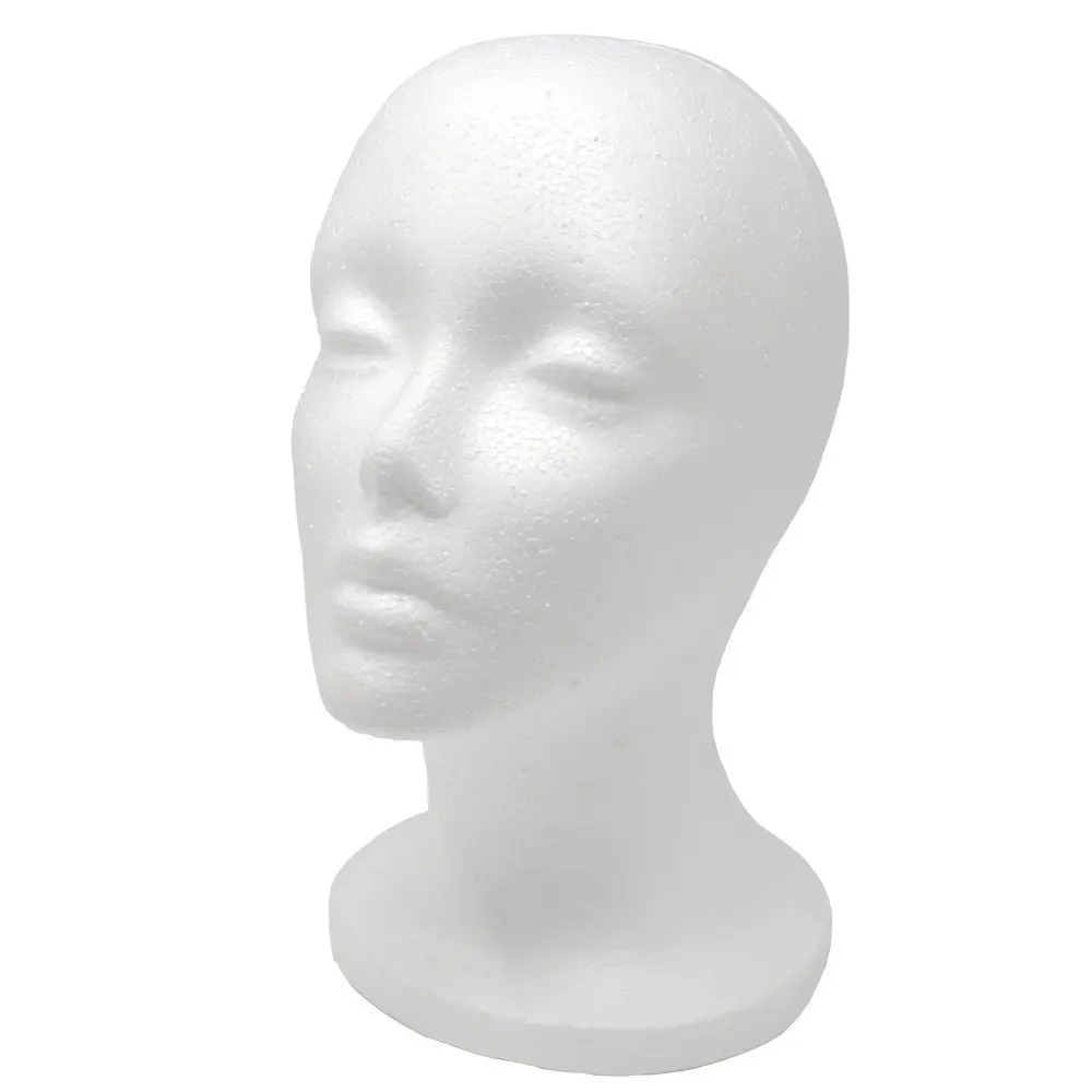 Black Female Styrofoam Foam Mannequin Head Model Wig Glasses Hat Display Stand 