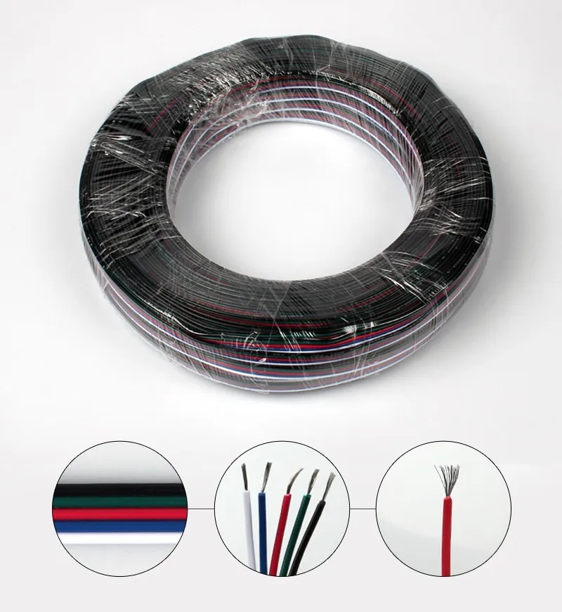 5 Pin Rgbw Wire Cable 5 Channels Rgbw Led Strip Wire Extension Extend