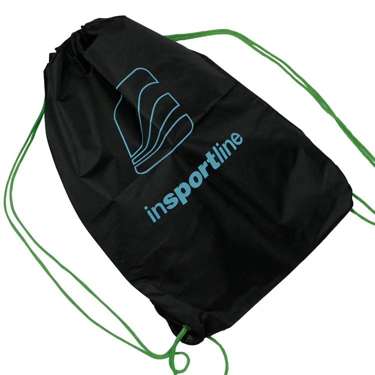 Oem 210d Foldable Black Nylon Drawstring Bag With Green Cords Buy