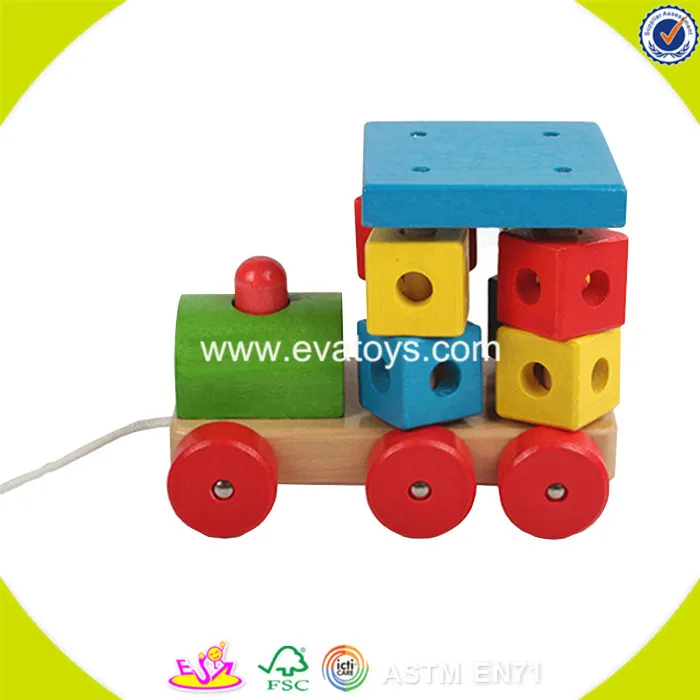 2018 Wholesale Baby Wooden Block 기차 Funny Kids Wooden Block 기차 인기있는 어린이