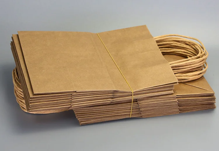 Cheap Custom Carrying Brown Paper Food Lunch Bags With Handles Printed