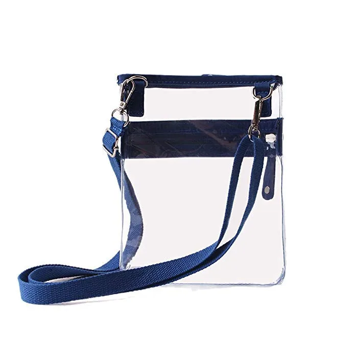 Pvc Small Clear Messenger Bag With Front Zipped Pocket And Adjustable