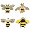 Rhinestone Honey Bee Brooch Gold Black Insect Bug Brooch Crystal Bumble Bee Broach