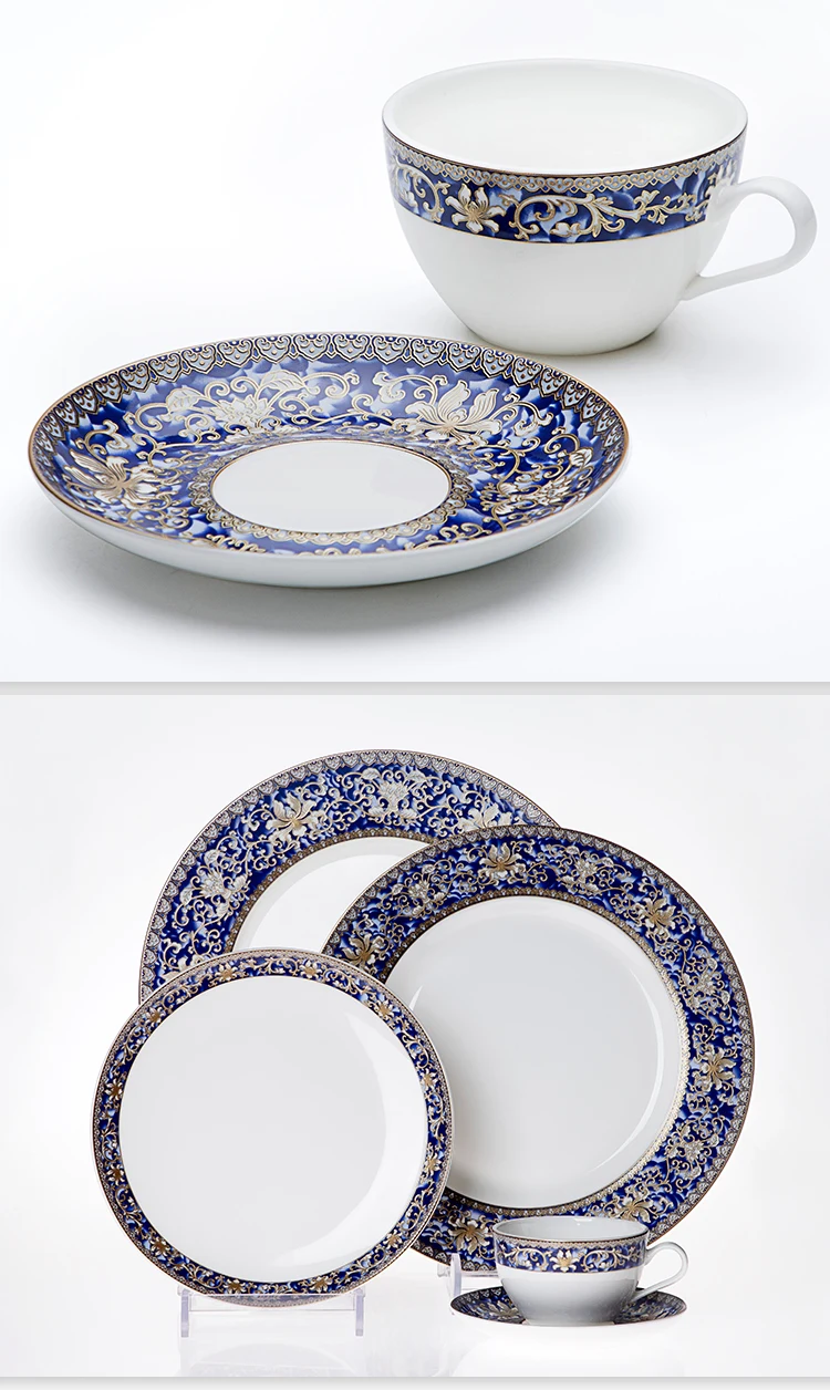 Bone China Dinner Set Porcelain Dinnerware Sets For Wedding,Blue Bone