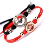 LONGJIE factory direct wholesale 100 languages of I love you 925 silver bangle rose gold unisex couples handmade rope bracelet