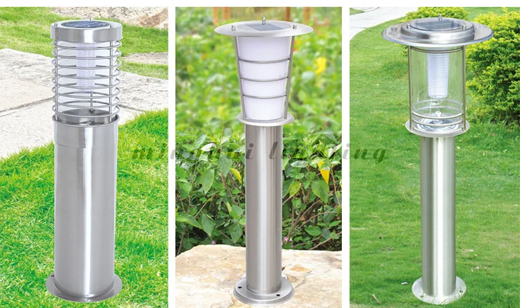 Best quality stainless steel garden light bollard 300mm 600mm 800mm 1000mm height solar lawn lamp