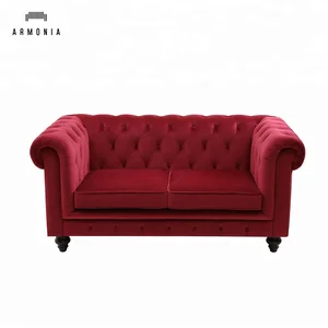 European Style Red Velvet Chesterfield Sofa Cover Furniture In China Dongguan