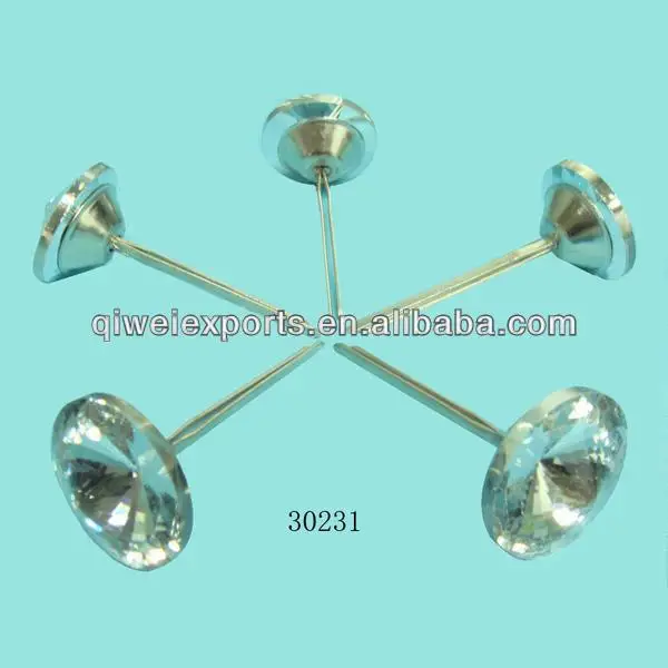 30231 crystal sofa nail with pin deractive pin, crystal button with long nail