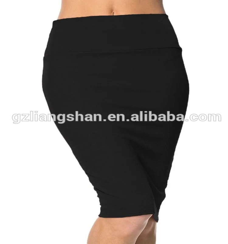 Oem Sexy Ladies Pencil Skirt High Waist Stretch Bodycon Midi Skirt