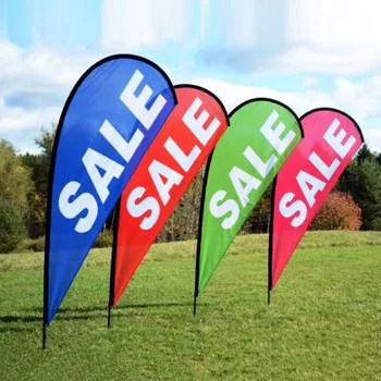 Outdoor Polyester Advertising Teardrop Flags With Flag Pole Water