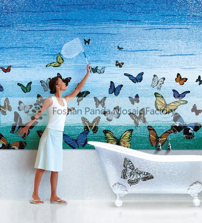 Mb pmbu02 banyo dekor el yapımı cam mozaik çini duvar sanat duvar ...