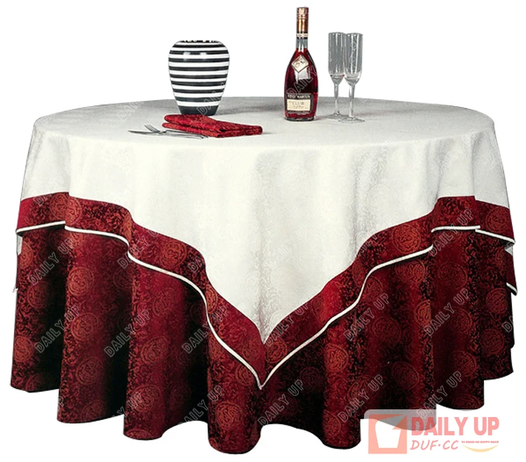Overlay Table Cover Jacquard Banquet Table Cover for Wedding Polyester Hotel Plain Round Cover for Wedding Retardant Table Cloth