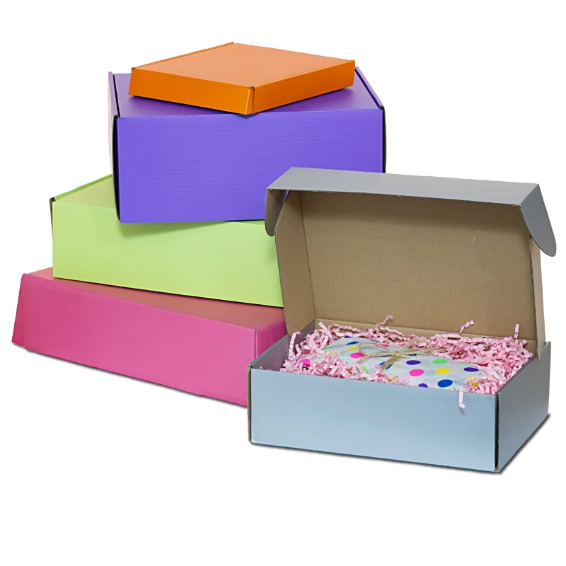 colored shipping boxes