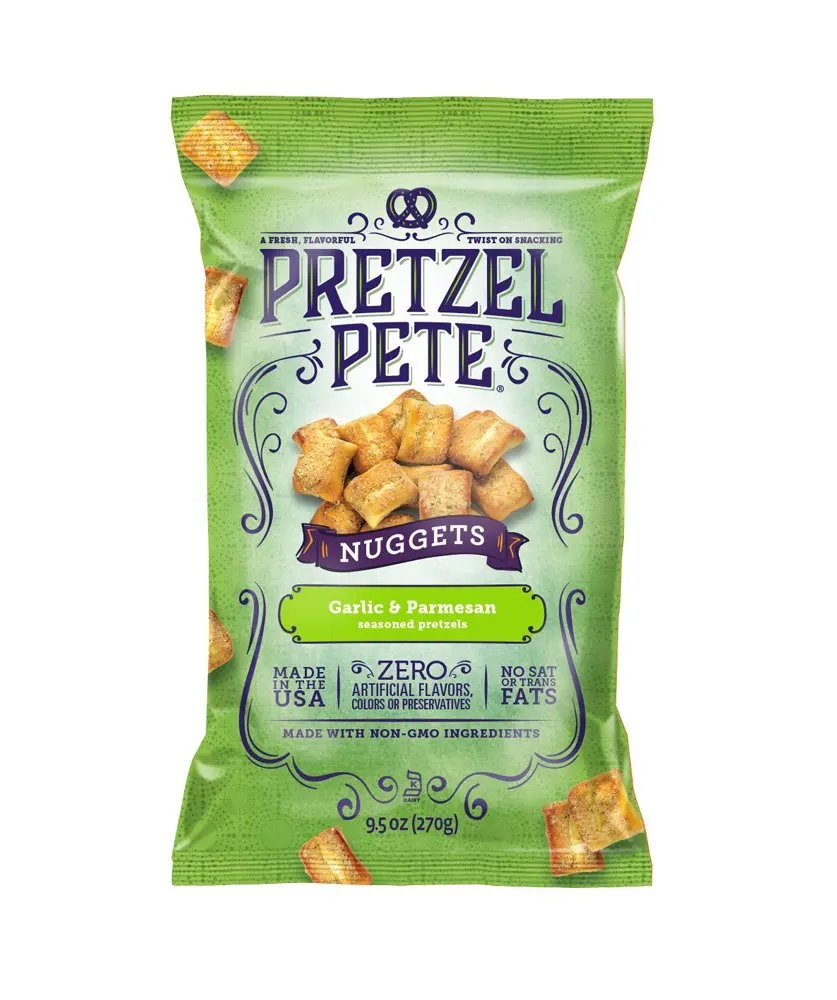 Pretzel Pete Seasoned Pretzel Nuggets, Garlic & Parmesan, 9.5 Ounce Bag (Pack of 3)