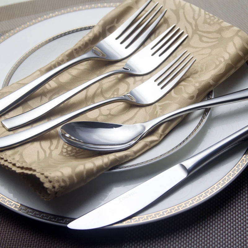 Wedding Flatware Dinner Fork Knife Spoon Gold Silver Cutlery With White Handle