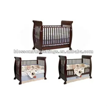 Dark Brown Wooden Baby Cot