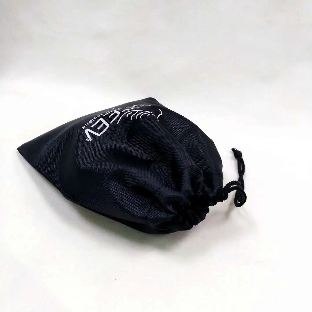 black nylon drawstring bag