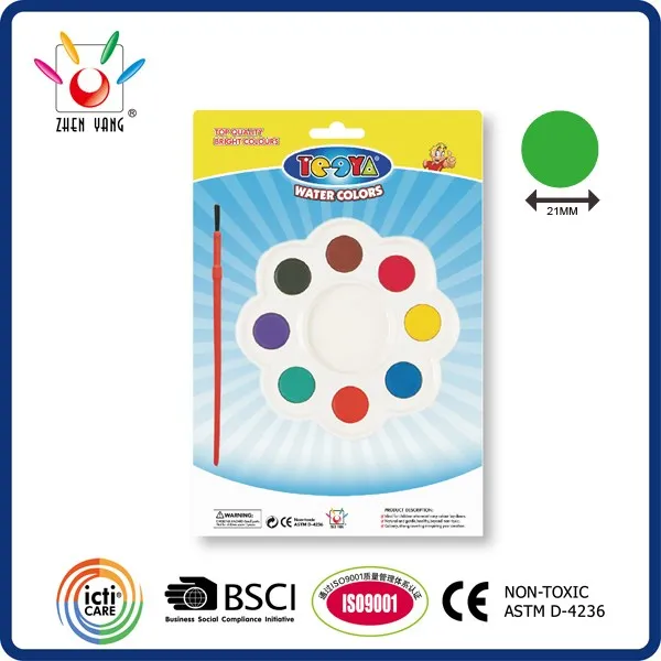 8 Color 21mm Water Color Set In Blister Pack