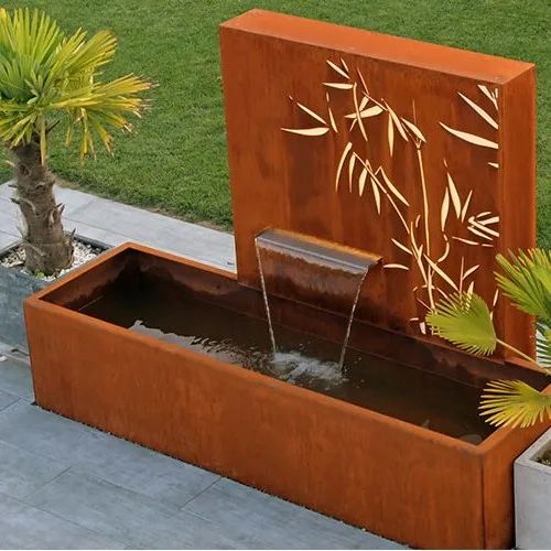 Garden Decoration Corten Steel Waterfall Fountain With Planter / Flower ...