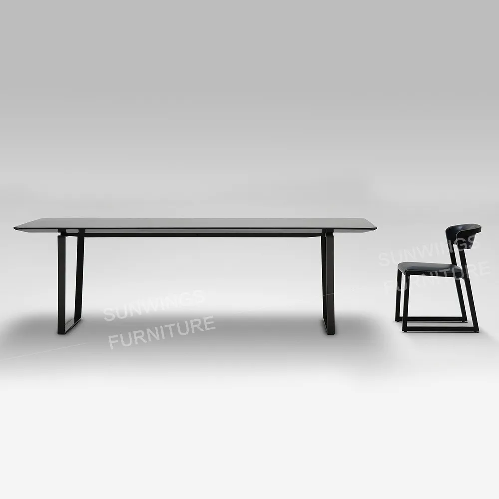 Modern Wood Dining Table Black Classic Dinning Room Set With 6 Chairs