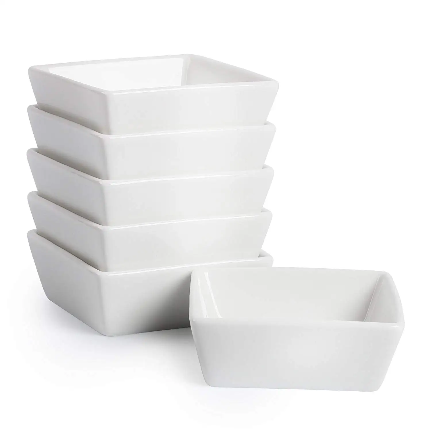BTäT- Ramekins 4 oz Square, Set of 6 Ramekins for Baking, Creme Brulee Dishes, Souffle Cups, Flan Pan, Sauce Cups, Custard Cups, Pudding Cups, Desert Bowls, Dipping Bowls, Baking Bowls, Small Ramekins