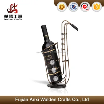 Wire Wine Bottle Holder Designs Saxophone Metal Wire Basket Wine Bottle Holder Stand