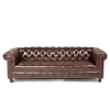 quick ship economical chesterfield leather sofa 3 seater sofa