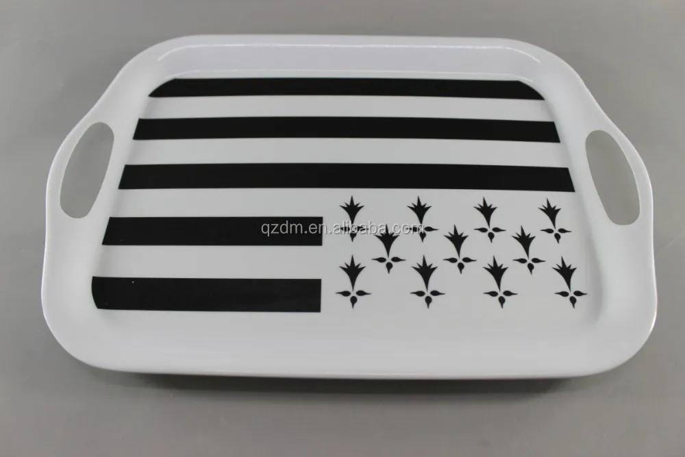 Cheap 14" Melamine Serving Tray With handle