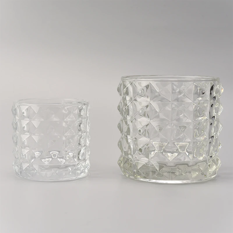 Wholesale cylinder glass candle holders embossement home decoration