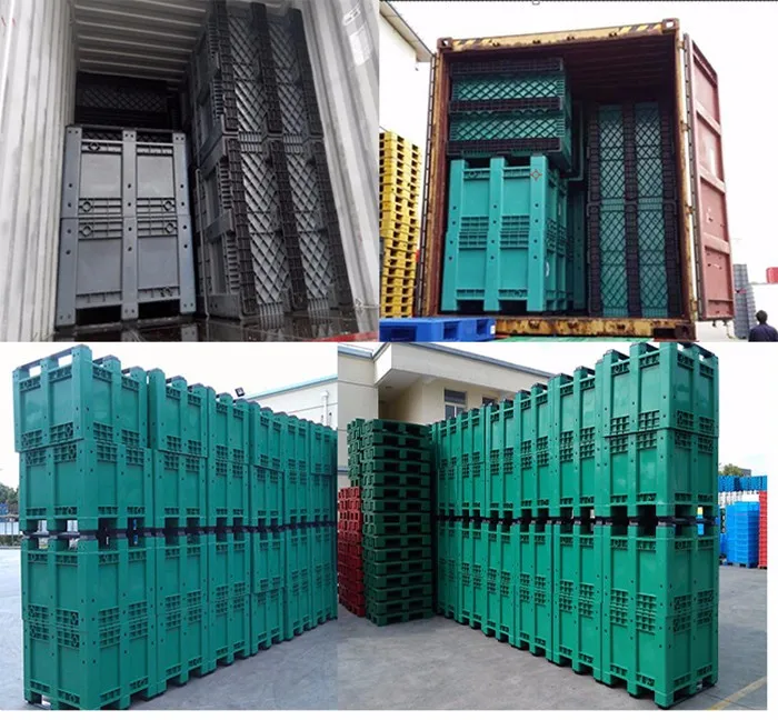 Heavy duty hdpe solid rigid mega stackable plastic pallet bins for sale