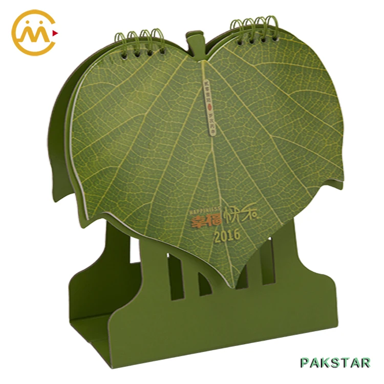 creative leaf framed die-cut personlized cute desk calendar