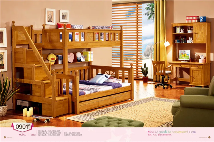 Luxury bedroom furniture sets wood children bunk bed