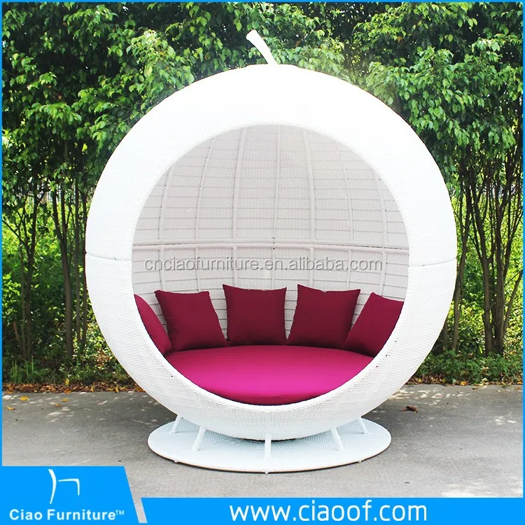 Hot Sale Outdoor Egg Bed / Rattan Daybed With Canopy / Outdoor Cabana