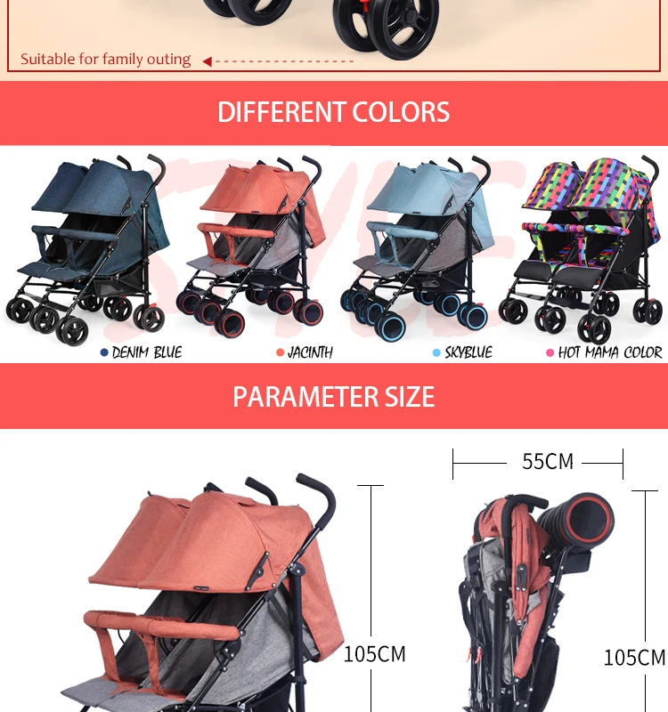 One Hand Folding Lovely Baby Twins Walkers Carriers With Cover Buy One Hand Folding Baby Twins