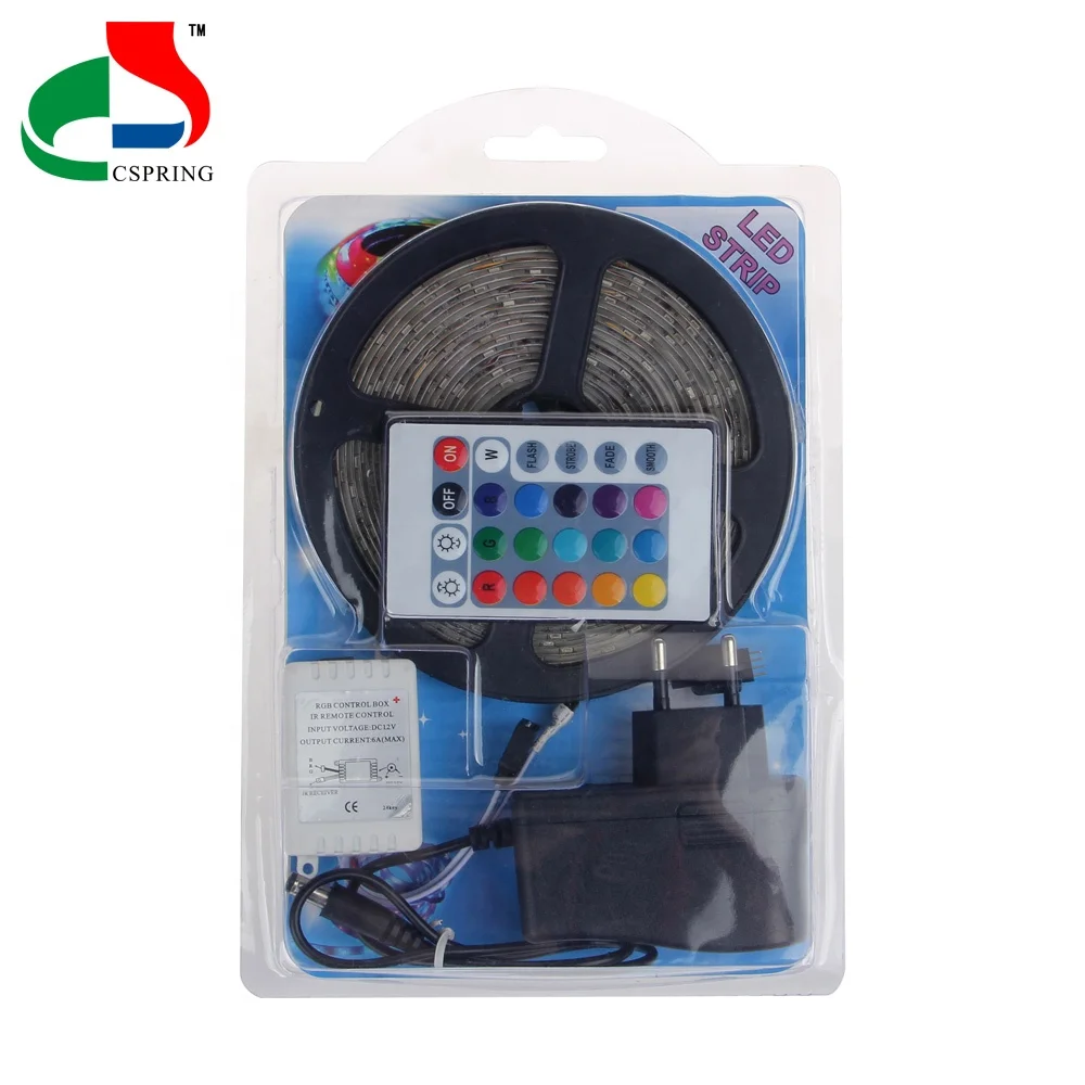 New Arrival 12V Colorful RGB 2835 5050 LED Strip Light with 24 Keys IR Remote Control and  Control Box christmas tree decoration